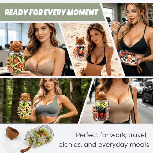 TJR Salad Pod, Leak-Proof Side Opening Salad Jar Container for Lunch