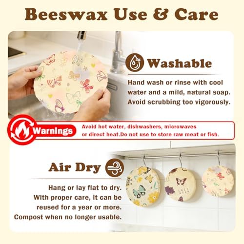 Reusable Beeswax Bowl Covers for Bread Proofing & Food Storage
