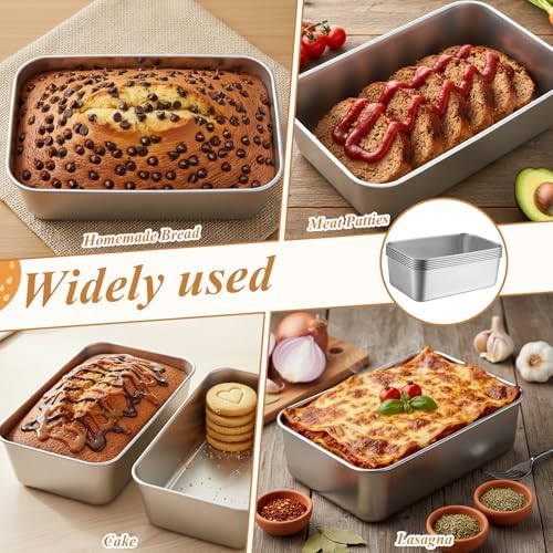 12 Pack 304 Stainless Steel Loaf Pan for Baking, 8.6 x 5.8 Inch