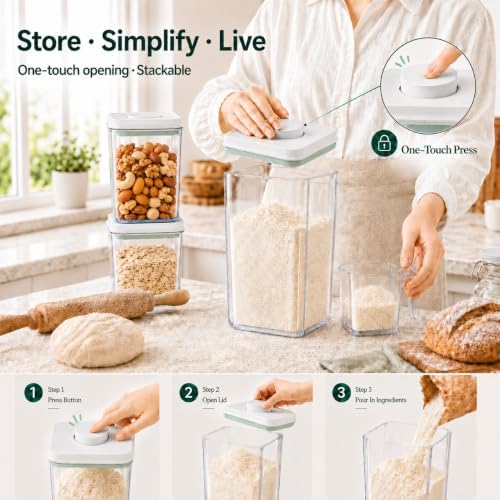 POP Airtight Flour-Rice Food-Storage Container - 4L/4.2Qt Jar with Lid