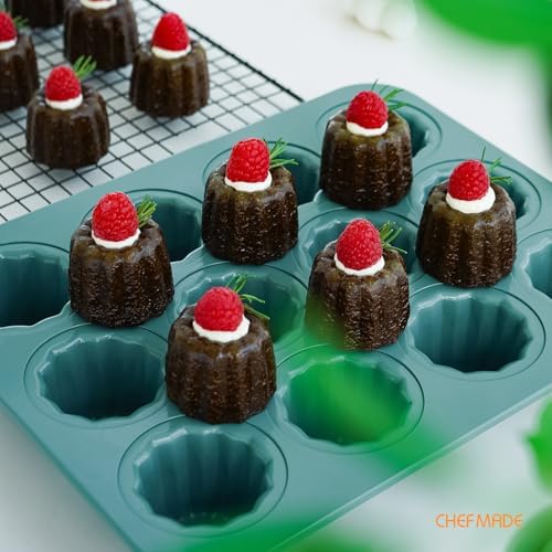 CHEFMADE Canele Mold Pan, 12-Cavity Nonstick Carbon Steel Bakeware