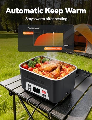 EAST OAK Heated Lunch Box, Battery Powered, Automatic Heating