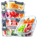 VERONES 5 PACK 36 OZ Glass Food Storage Containers, Grey