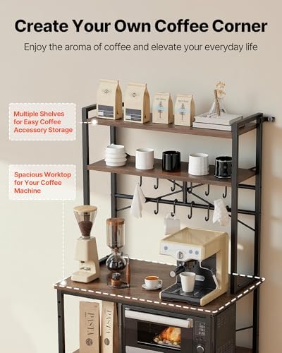 VEVOR 31.5-Inch Bakers Rack with 12 S-Shaped Hooks
