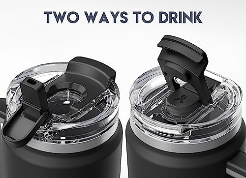 Meoky 32 oz Tumbler with Handle, Insulated Tumbler with Lid and Straw