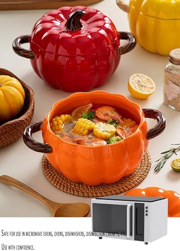 Ceramic Pumpkin Casserole Pot,Pumpkin Dutch Oven Pot with