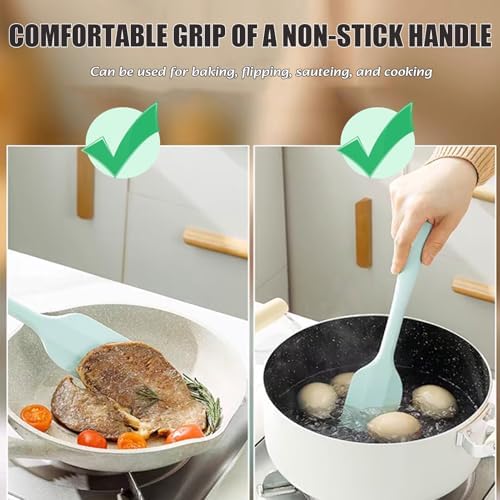 KAKAMINA Silicone Spatula Set, 8 Pack 11 Inch,Seamless One-Piece