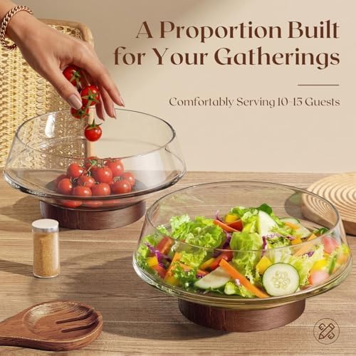 SoulThink® Golden Ratio Extra Large Crystal Glass Salad Bowl Set
