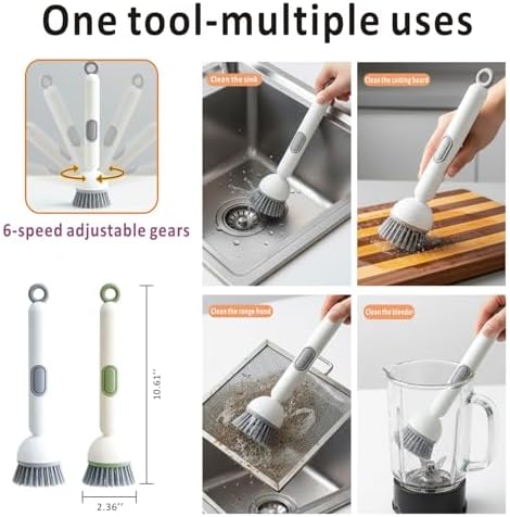 QMUNLLO Rotating Dish Brush and Soap Dispenser Set, White