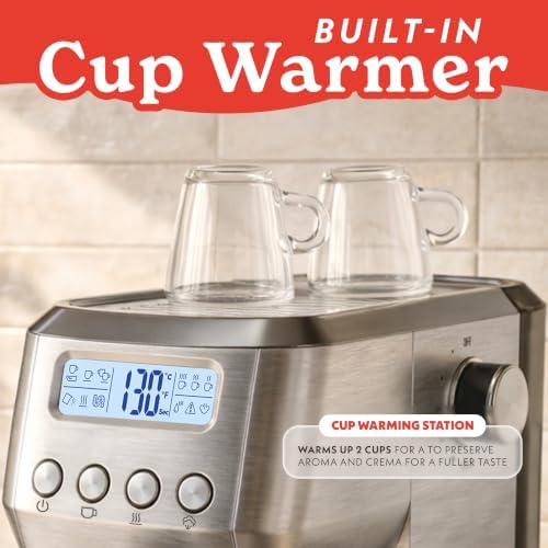 Gourmia Slim Espresso Machine with LCD Screen and Milk Frother