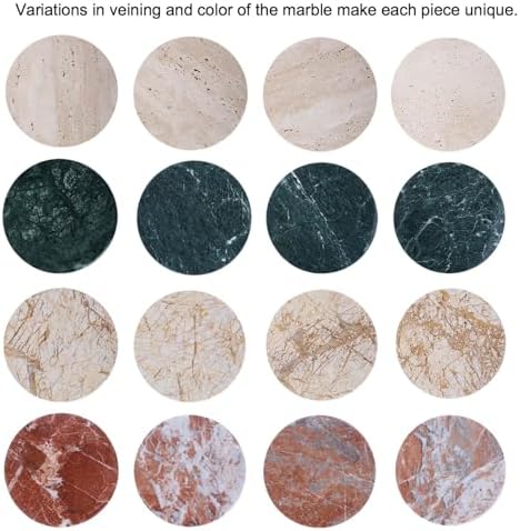 Travertine Marble Drink Coasters Set of 4 Round Stone Table Cup Mats