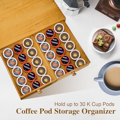NANXITU K Cup Storage Organizer, Wood Coffee Pod and Tea Bag Holder