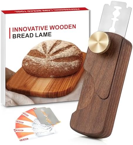 Magnetic Wooden Bread Lame,Hand Crafted Sourdough Scoring Tool with 5