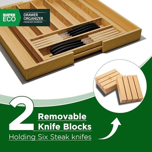 Bamboo Kitchen Drawer Organizer - Bamboo Expandable Drawer Organizer