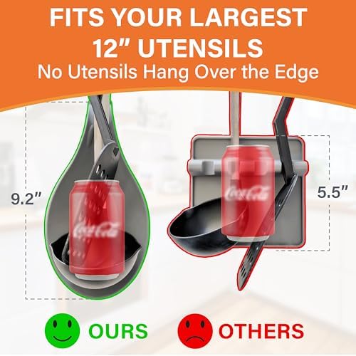 Black Silicone Spoon Rest for Stove Top, Set of 2, XL 9.2”, DISHWASHER