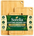 3-Piece Bamboo Cutting Boards - Large Wood Cutting Boards for Kitchen