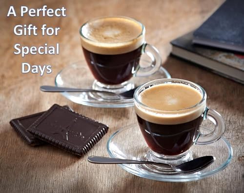 BOHEM'S Espresso Cups, 3.2 oz Small Demitasse Clear Glass Espresso