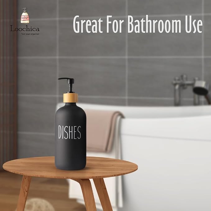 LOOCHICA Black Glass Kitchen Soap Dispenser, Detergent Dispenser or Dish Soap - Image 8