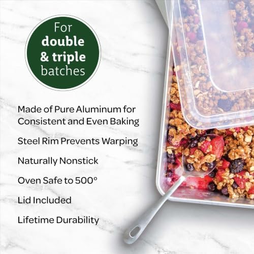 2‐Piece Aluminum Bakeware Set, 13x18 Inch Deep Rimmed Half‐Sheet