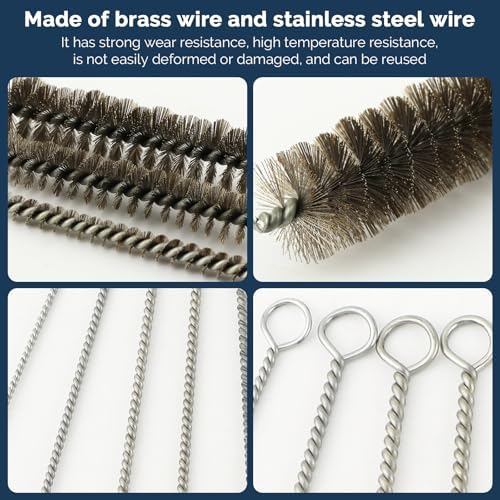 8 Pcs Tube Cleaning Brush Set, Stainless Steel & Brass Wire Brushes