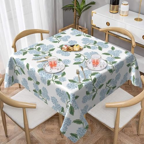 Blue Hydrangea Floral Square Tablecloth 54 Inch