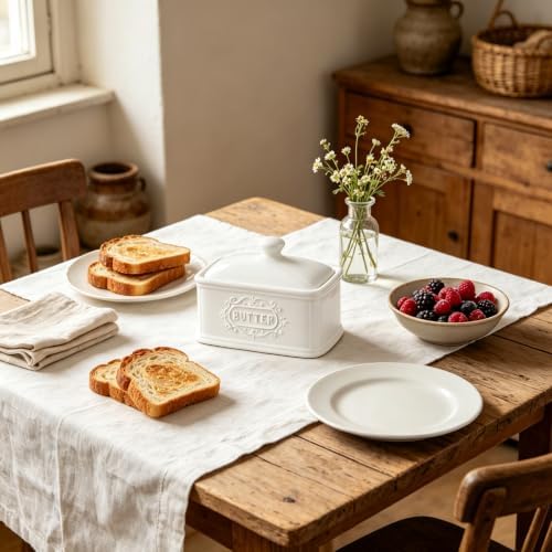 Large Hand-painted Ceramic Butter Dish With Lid LargeTAWCHES Butter