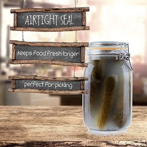 Glass Jars with Airtight Lids 50 oz [Set of 2]