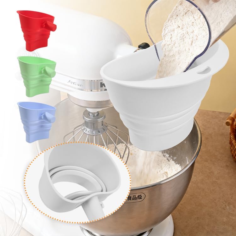 Flour Funnel for Kitchen Aid&Cream Scraper Set, Silicone Food-Grade