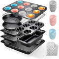 23-Piece Nonstick Bakeware Sets for Home Baking (Black)