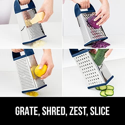 GORILLA GRIP® XL 4-Sided Stainless Steel Cheese Grater, Blue