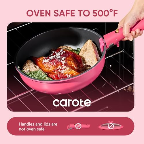 CAROTE 15pcs Pots and Pans Set Non Stick, Cookware Set Detachable