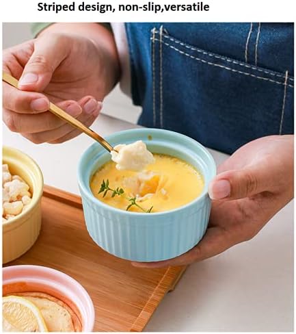 4 oz Ramekins, 5 Pack Porcelain Ramekin with Lid, Assorted Colors