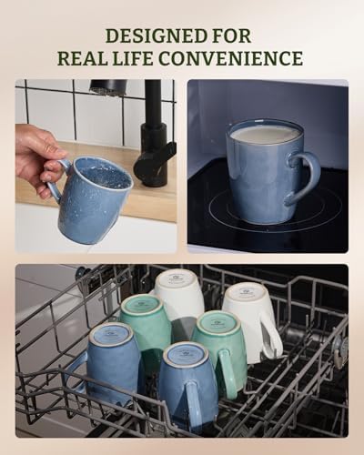 famiware Aurora Coffee Mugs, 14oz Mug Set of 4, Stoneware Cup with