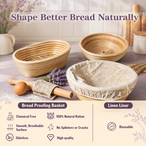 Sourdough Starter Kit, 9" Round & 10" Oval Banneton Basket
