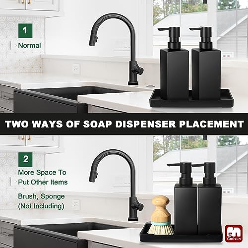 GMISUN Kitchen Soap Dispenser Set, 12 fl oz/350 ml, Black