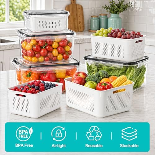4 Pack Fruit Storage Containers for Fridge