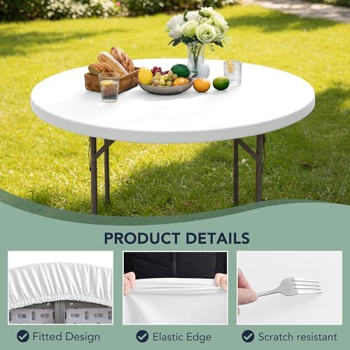 Fitted Table Cloth Round Cover, Non-Slip Elastic Edge, 6-Pack