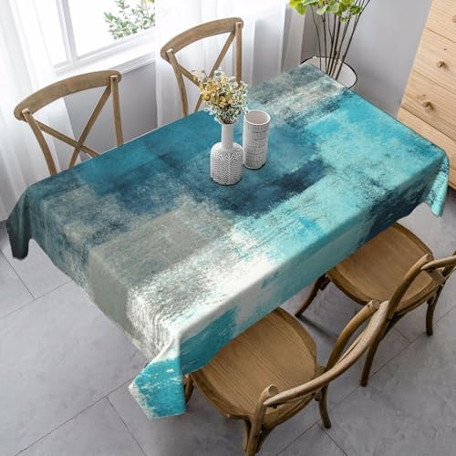 Teal and Grey Table Cloth Turquoise Tablecloth Rectangle Washable