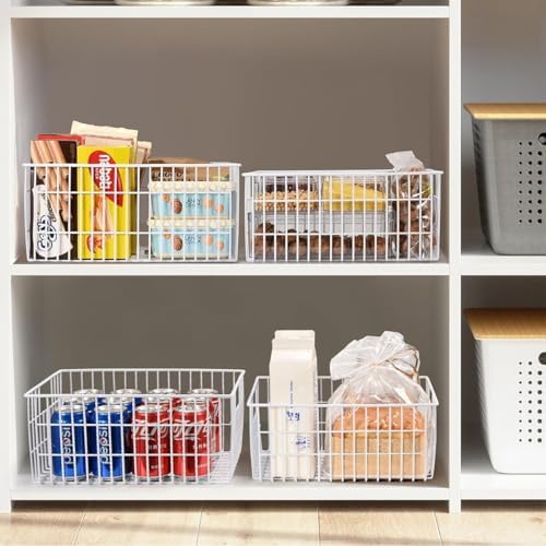 Orgneas Upright Freezer Organizer Bins, Metal Wire Basket