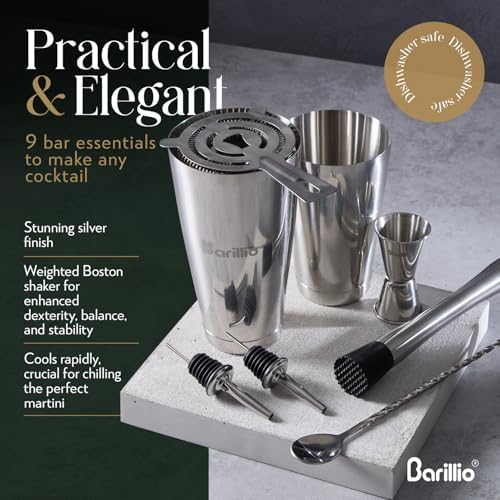 Barillio Boston Shaker Set - Stainless-Steel, Weighted, Martini