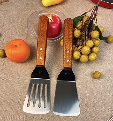 KLAQQED 2Pcs Metal Spatulas Set, Metal Spatula for Cast Iron Skillet