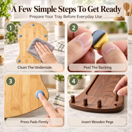 Handmade Bamboo Mixer Mobile Tray Kitchen Slider Countertop Appliance