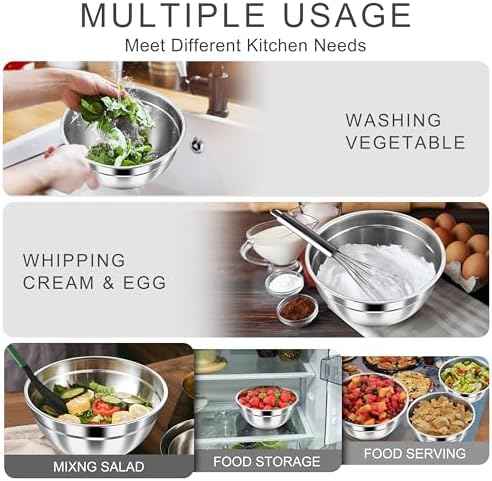HaWare Mixing Bowls with Airtight Lids, 6-Piece Stainless Steel Salad