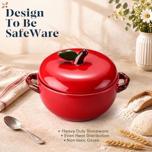 Ceramic 25oz Apple Mini Cocotte Casserole Dish with Lid