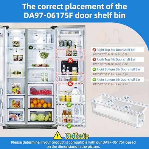 DA97-06175F Refrigerator Door Bin Compatible with Kenmore Samsung