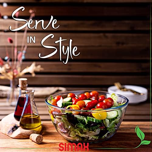 SIMAX 2.6 Quart Glass Mixing Bowl, Large Microwave & Oven Safe Bowl