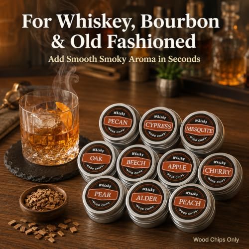 Cocktail Smoker Wood Chips, 10 Flavors for Whiskey and Bourbon