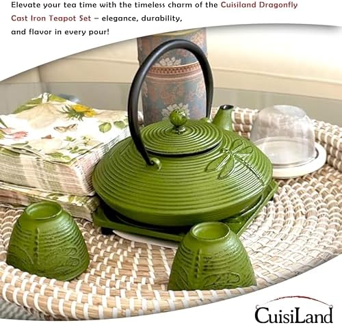Cuisiland 27oz Cast Iron Teapot Set, Japanese Tetsubin Teapot with