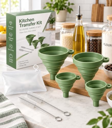 Kitchen Funnel Set 4 Pack, Small and Large, Kitchen Food Gadgets
