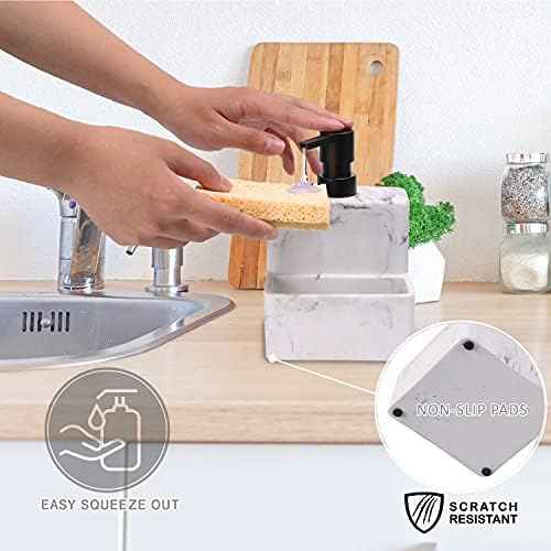 zccz Soap Dispenser and Sponge Holder, Marble Look